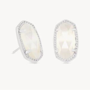 🤍 Kendra Scott Ellie Silver Stud Earrings in Ivory Mother-of-Pearl NWT